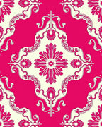 Hot Pink Floral Damask Pattern Rug