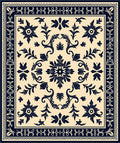 Vintage Floral Motif Navy Rug