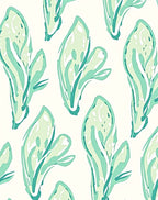 Abstract Green Leaf Pattern Rug