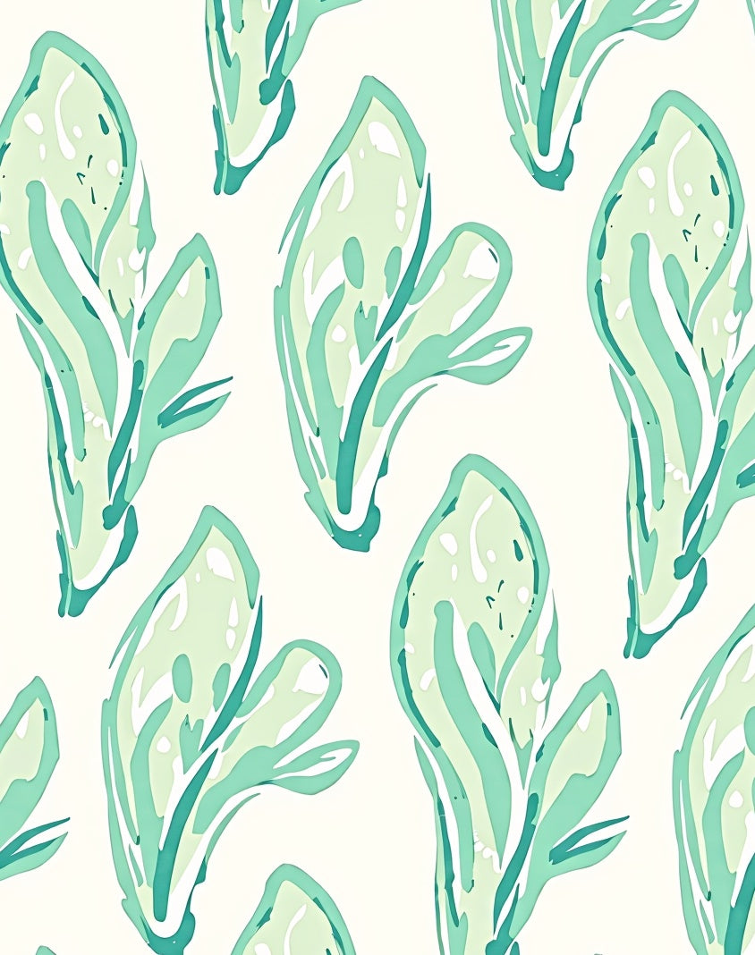 Abstract Green Leaf Pattern Rug