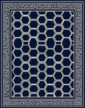 Classic Hexagon Pattern With Greek Key Border Rug