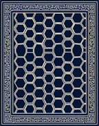 Classic Hexagon Pattern With Greek Key Border Rug