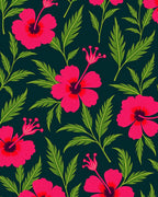 Vibrant Tropical Hibiscus Floral Pattern Rug