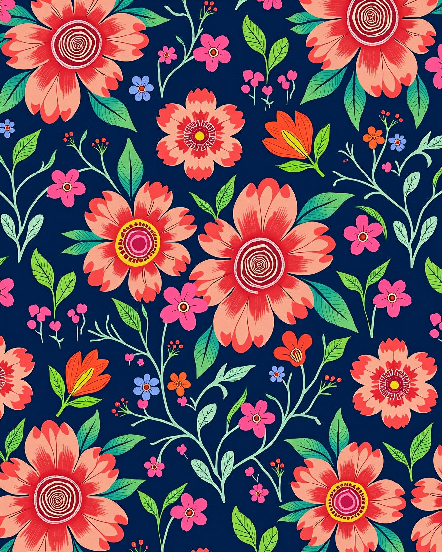 Coral Bloom Garden Pattern Rug