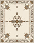 Antique Brown Floral Scroll Work Rug