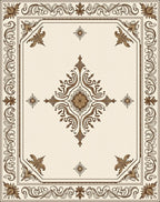 Antique Brown Floral Scroll Work Rug