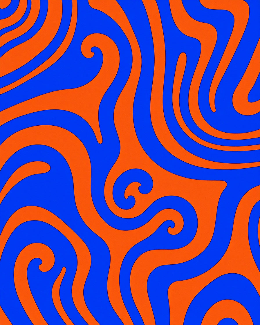 Groovy Swirl Pattern Blue Orange Rug