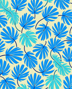 Blue Palm Leaf Pattern Rug