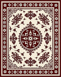 Ornate Floral Scrollwork Square Design Rug