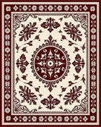 Ornate Floral Scrollwork Square Design Rug