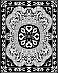 Intricate Black and White Medallion Design Rug
