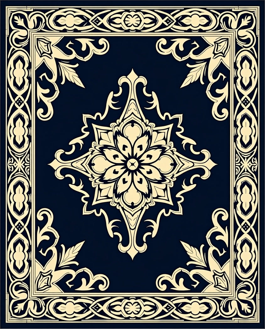 Elegant Floral Medallion Traditional Design Rug