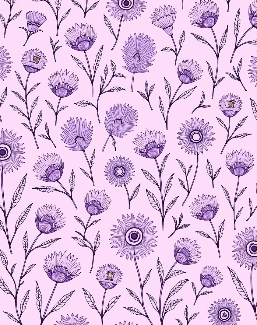 Purple Daisy Meadow Garden Rug