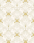 Elegant Gold Outline Floral Pattern Rug