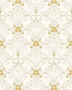 Elegant Gold Outline Floral Pattern Rug