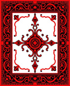 Bold Red Black Ornate Geometric Rug