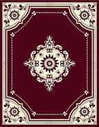 Ornate Floral Medallion Crimson Rug