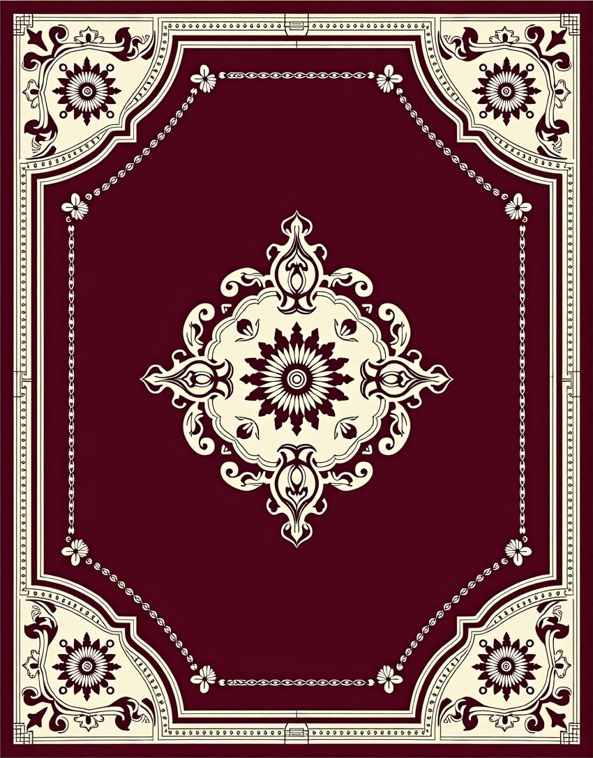 Ornate Floral Medallion Crimson Rug