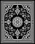 Elegant Black White Floral Mandala Rug