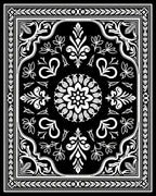 Elegant Black White Floral Mandala Rug