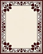 Dark Red Floral Vine Border Rug