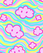Pink Cloud Wavy Pastel Pattern Rug