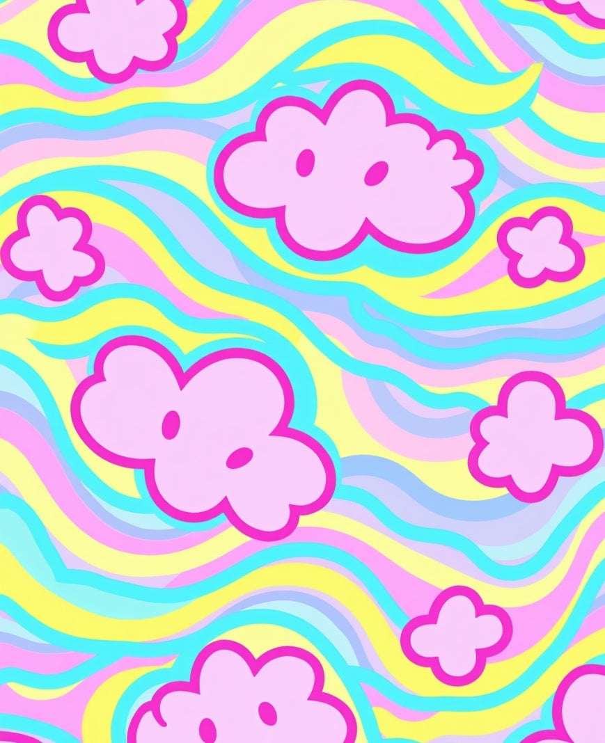 Pink Cloud Wavy Pastel Pattern Rug