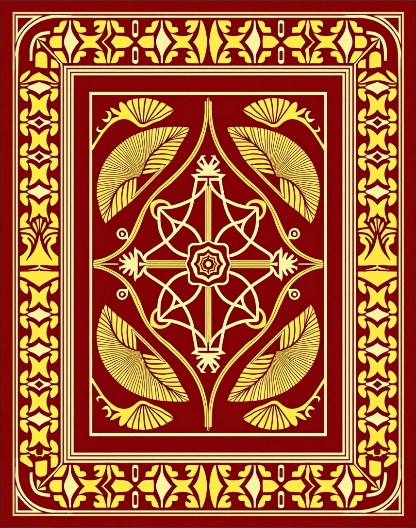 Regal Gold Geometric Floral Border Rug