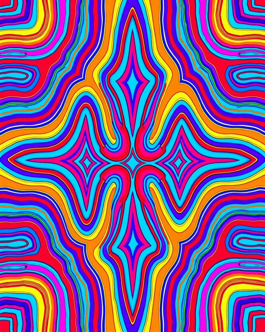 Retro Psychedelic Swirl Pattern Rug