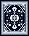 Floral Mandala Patterned Navy Rug