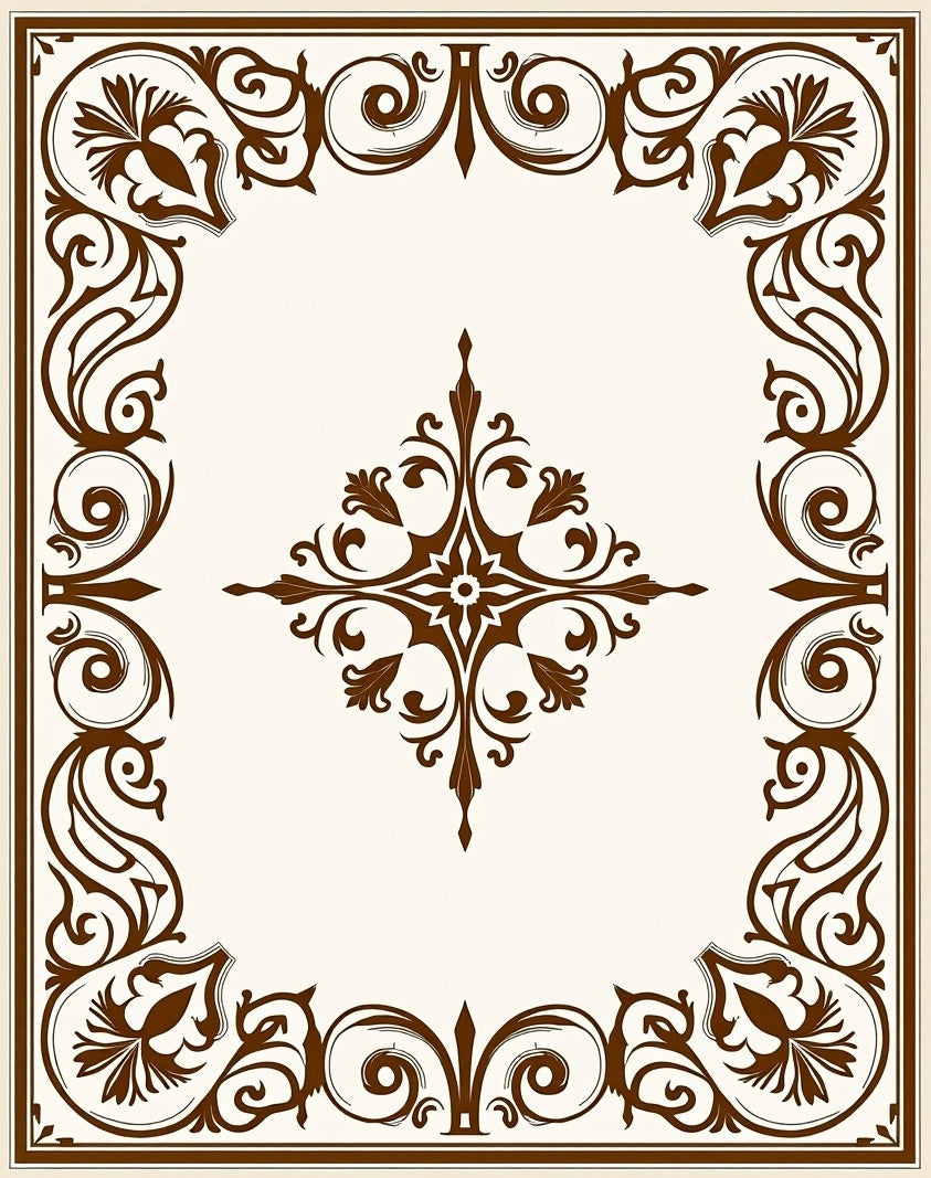 Ornate Scrollwork Floral Detail Rug
