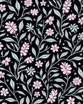 Pink Floral Vines Pattern Rug