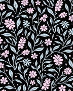 Pink Floral Vines Pattern Rug