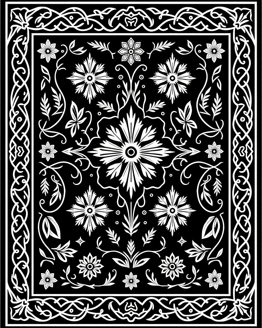 Elegant Floral Scrollwork Pattern Rug
