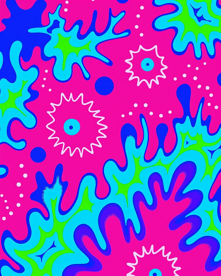 Radical Splatter Abstract Psychedelic Design Rug