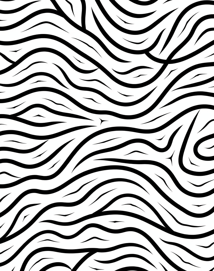 Abstract Wavy Black White Lines Design Rug