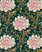 Pink Floral Vines Pattern Rug