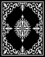 Black White Floral Scroll Medallion Rug