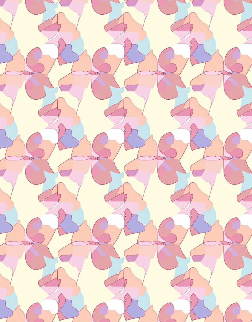 Soft Color Abstract Floral Pattern Rug