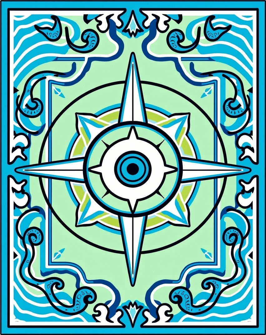 Coastal Compass Star Wave Pattern Rug