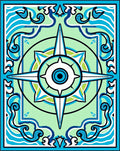 Coastal Compass Star Wave Pattern Rug