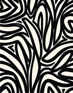 Bold Black White Abstract Stripe Rug