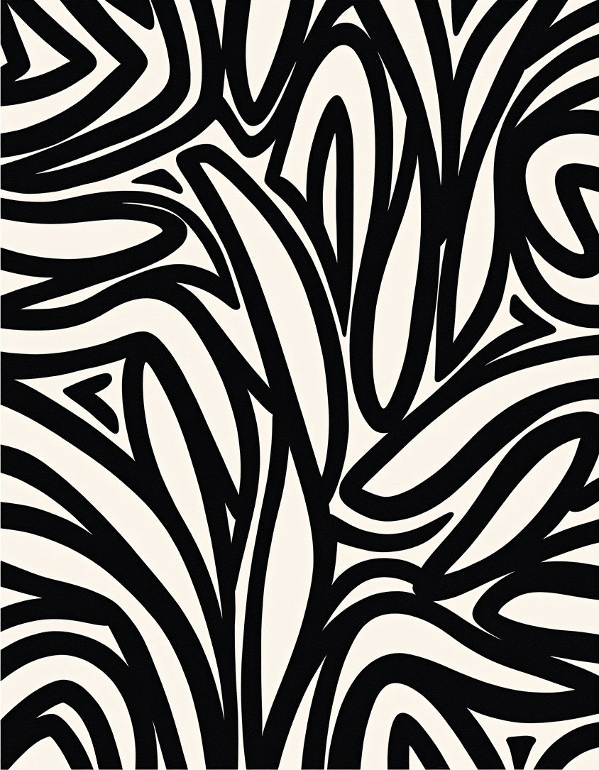 Bold Black White Abstract Stripe Rug