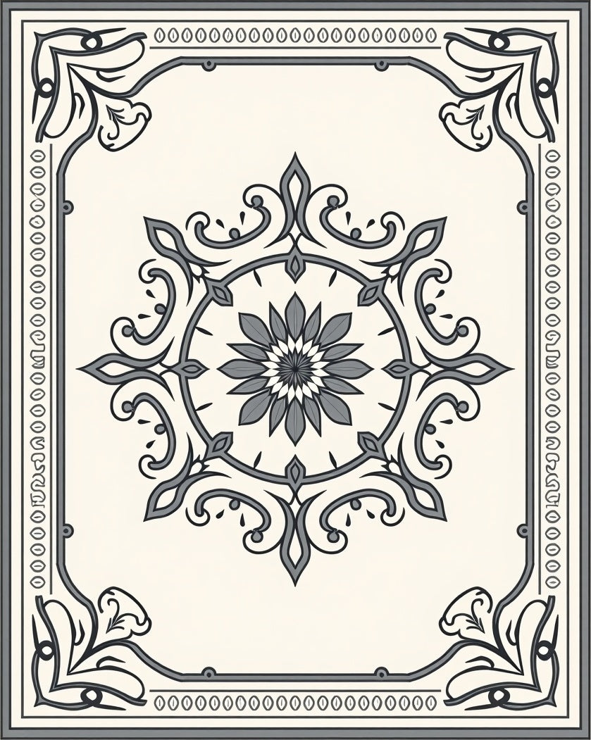 Ornate Floral Medallion Design Rug