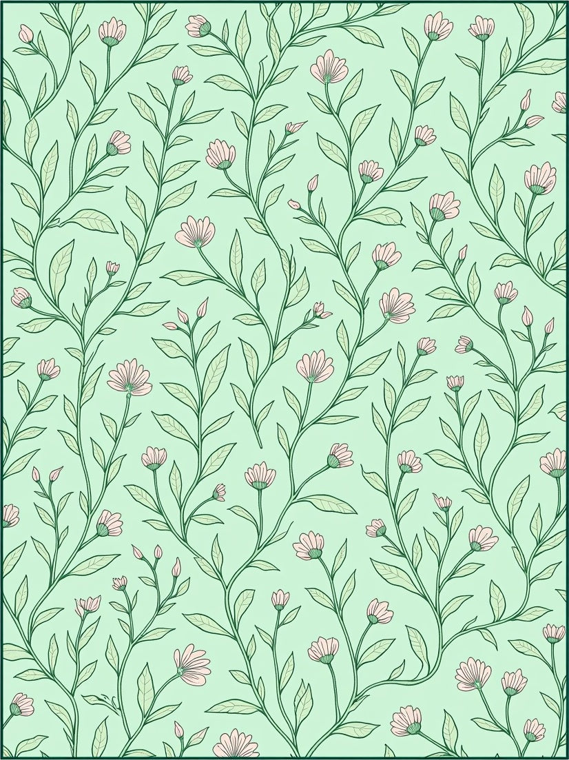 Delicate Pink Flora Vines Rug