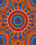Intricate Mandala Orange Blue Design Rug