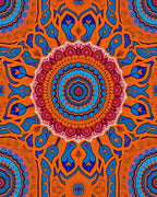 Intricate Mandala Orange Blue Design Rug
