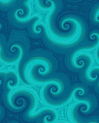 Teal Swirling Spiral Geometric Pattern Rug