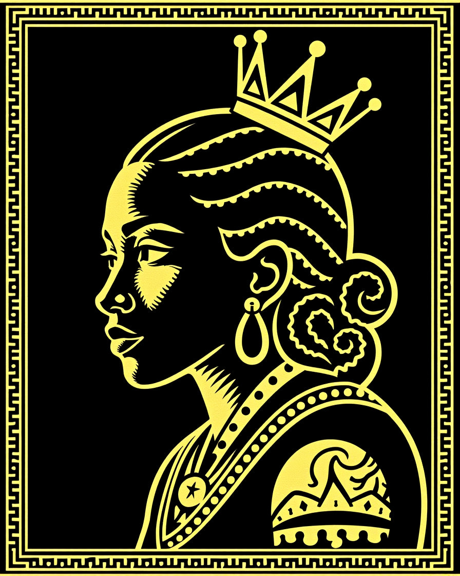 Golden Regal Portrait Pattern Rug