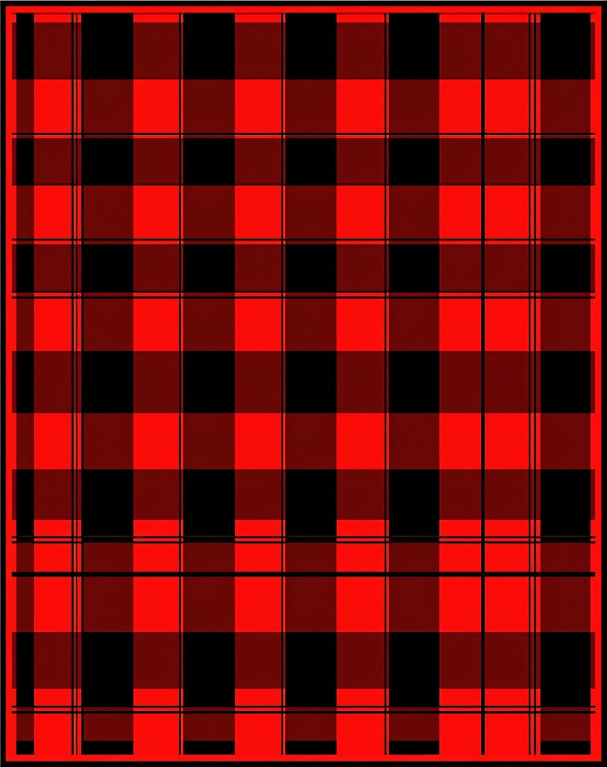 Bold Red Black Plaid Pattern Rug